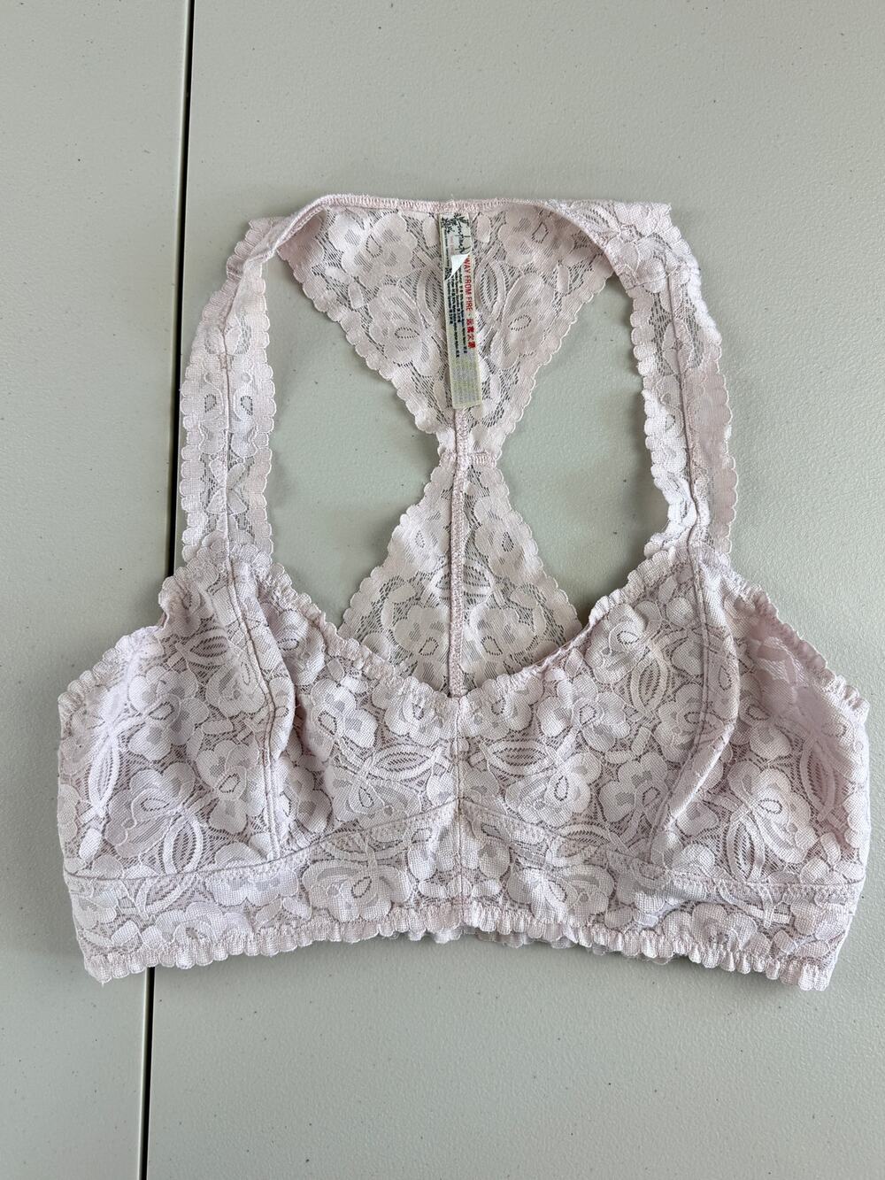 Free People Intimately Free Light Pink Lace M Racerback Bralette